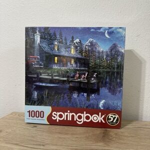 Springbok 1000 Piece Puzzle MOONLIT NIGHT 2020 New Sealed Made In USA Cabin Lake
